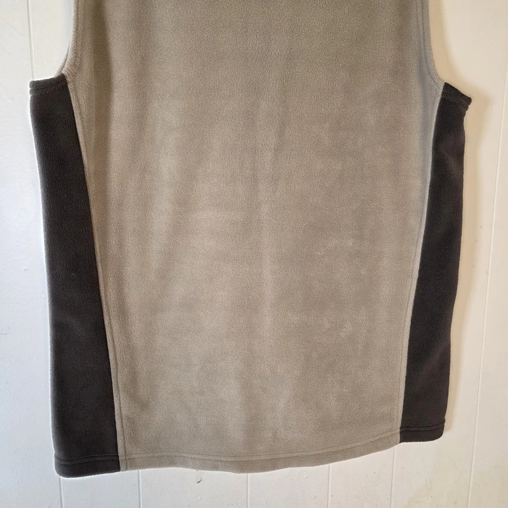 Columbia Steens Mountain Fleece Tan Black Zip Vest Size Large Tall